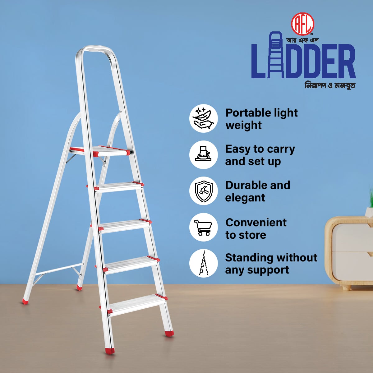 Picture of RFL House Hold Ladder 5 Step Narrow 