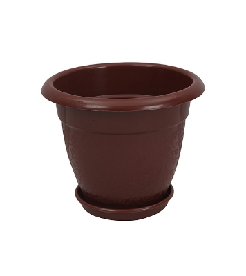 Picture of Tel Plastic Flower Tub 8" With Tray Rose Wood