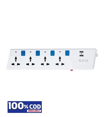 Picture of Blaze Smart Extension Socket 4 SKT, 2 Pin, 3 Yard, USB