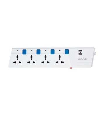Picture of Blaze Smart Extension Socket 4 SKT, 2 Pin, 3 Yard, USB