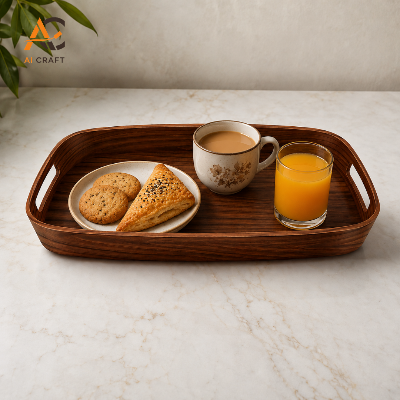 Picture of Premium Mahogany Rectangular Wooden Serving Tray