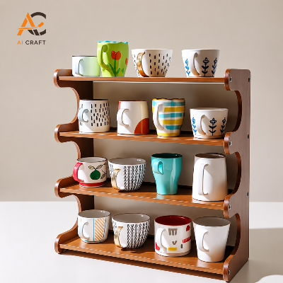 Picture of Premium Solid Mahogany Wooden Kitchen Shelf