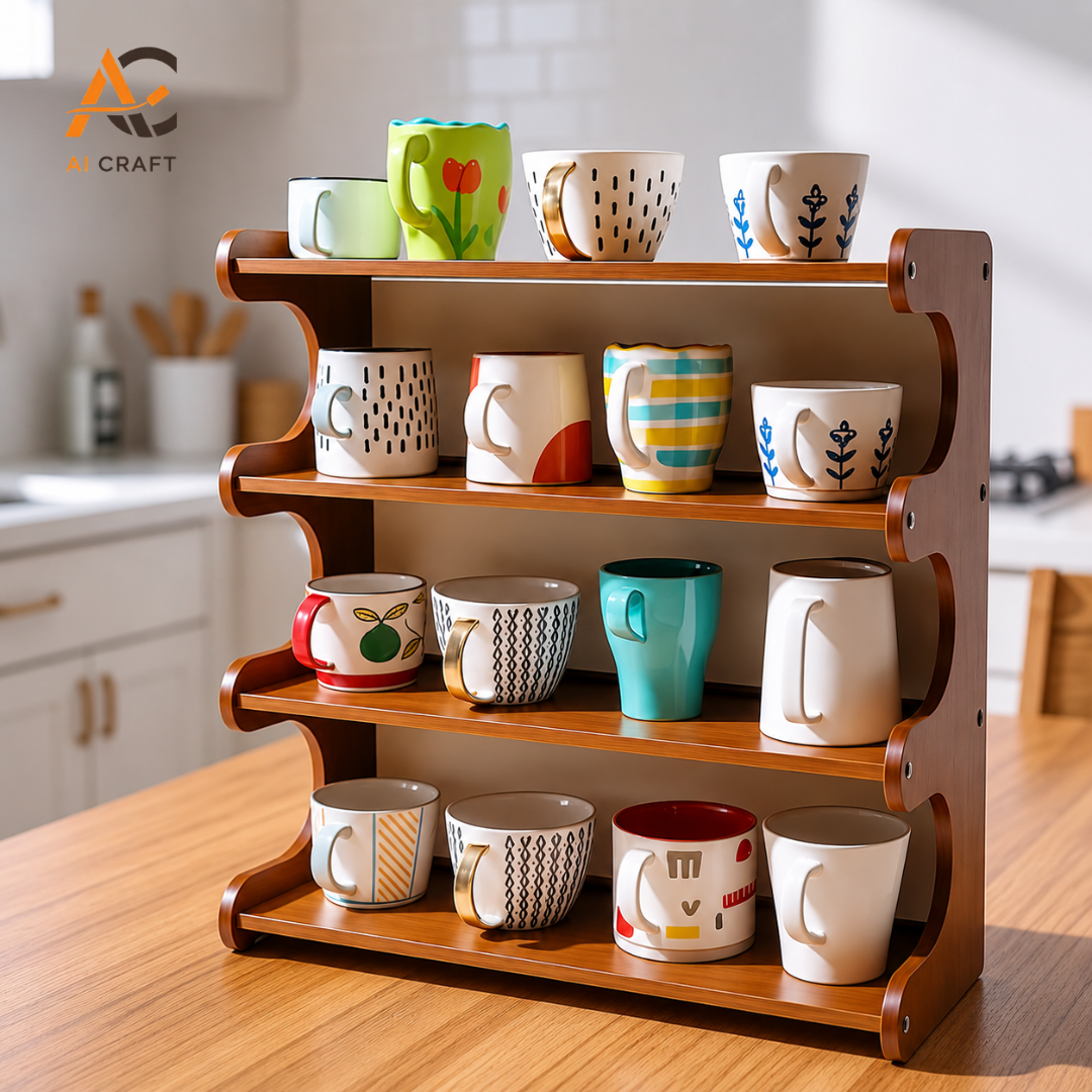 Picture of Premium Solid Mahogany Wooden Kitchen Shelf