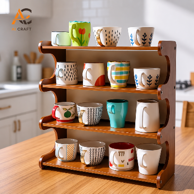 Picture of Premium Solid Mahogany Wooden Kitchen Shelf