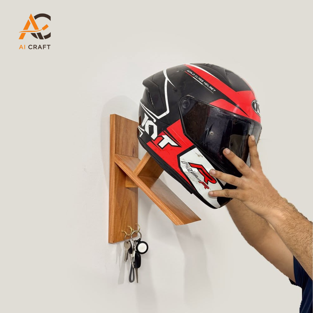 Picture of Helmet Stand with Key Holder –  Wall Organizer