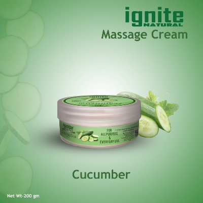 Picture of BSTI approved Indian product Ignite Massage cream cucumber flavor used for male / female - 200 gm - Multicolor