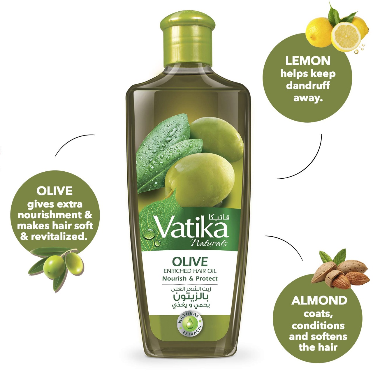 Picture of International UAE product Hair care Va tika OLIVE hair oil used for male female - 300 ml