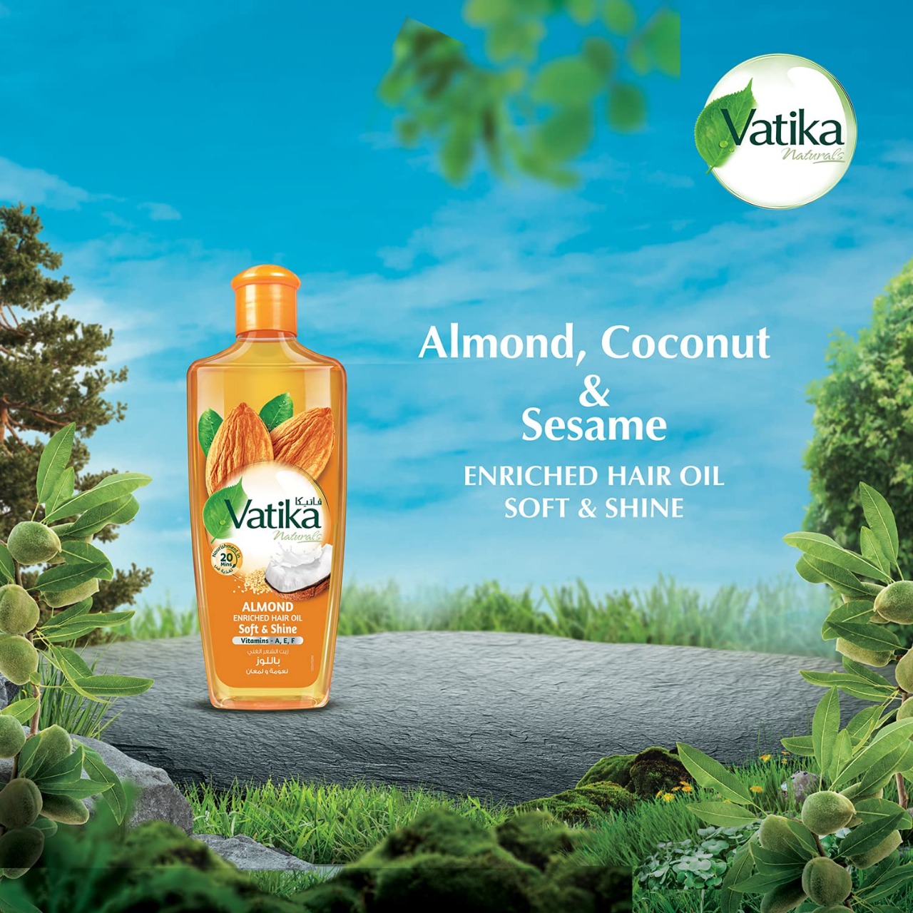 Picture of International UAE product Hair care Va tika ALMOND hair oil used for male female - 300 ml