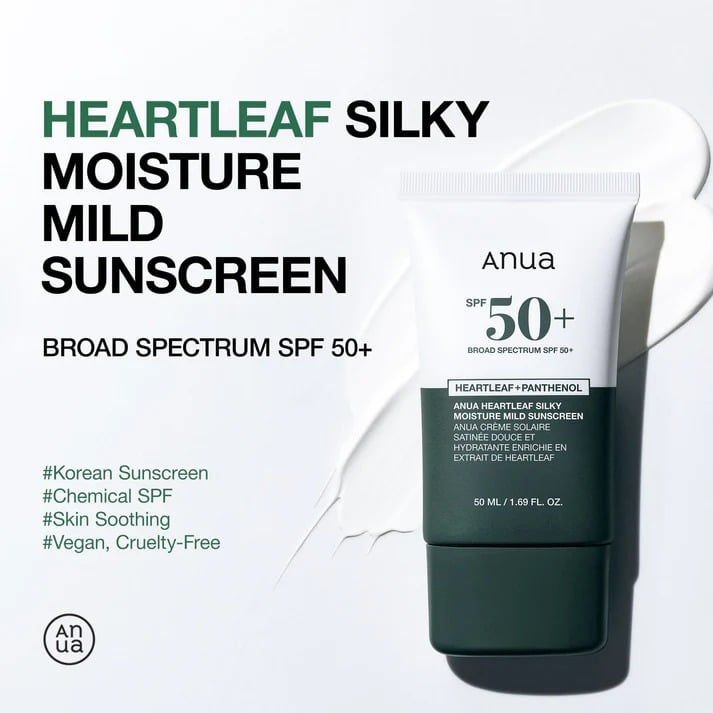 Picture of Korean item Anua Heartleaf Silky Moisture Sun Cream SPF 50+ PA++++ Korean Sunscreen 50ml - 1 piece
