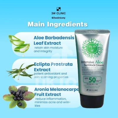 Picture of Korean product 3W Clinic Intensive Aloe Sunblock Cream SPF50+ PA+++