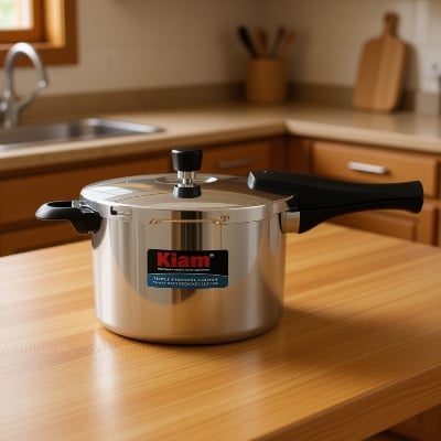 Picture of Kiam Tri-Ply Stainless Steel Induction-Based Pressure Cooker For All Cooktops Compatible-5.5 lt