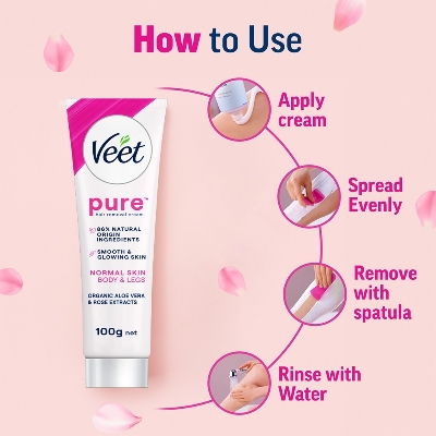 Picture of Veet Silky Fresh Hair Removal Cream Body & Lags For Normal Skin 100ml - Multicolor