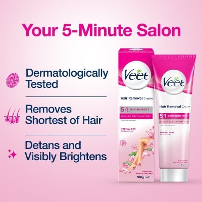 Picture of Veet Silky Fresh Hair Removal Cream Body & Lags For Normal Skin 100ml - Multicolor