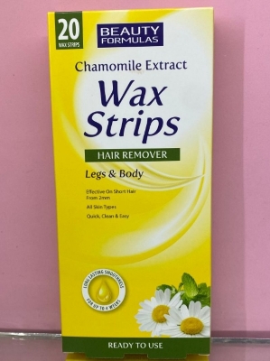 Picture of Beauty Formulas CHAMOMILE Wax Strips Hair Remover Legs & Body-20 STRIPS - Multicolor