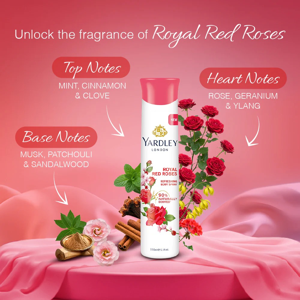 Picture of Yardley London Royal Red Roses Refreshing Deo For Women, 150ml