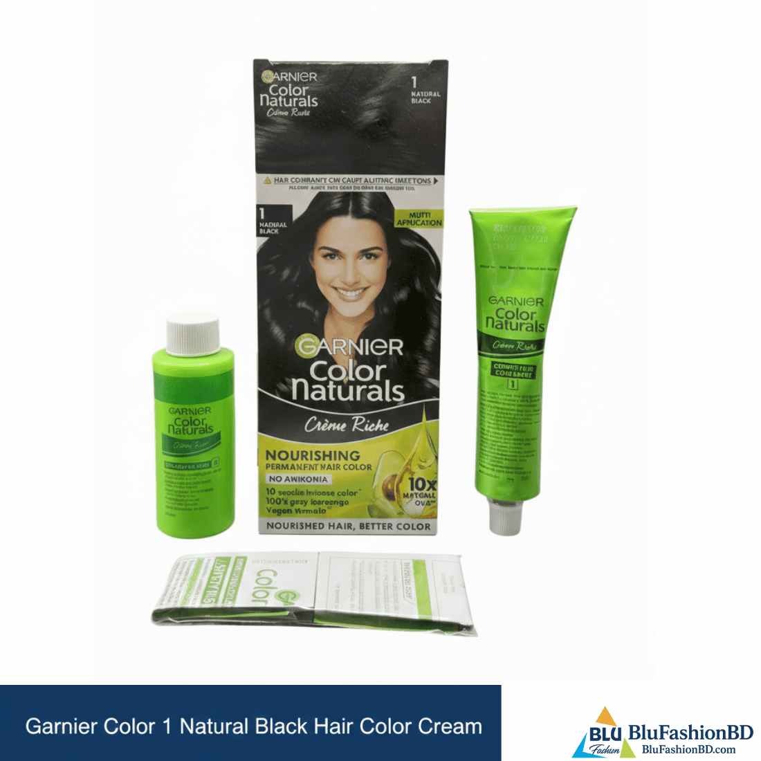Picture of Garnier Color Naturals Creme Riche Hair Color  Shade 1 Natural Black (70ml+60g) - Black