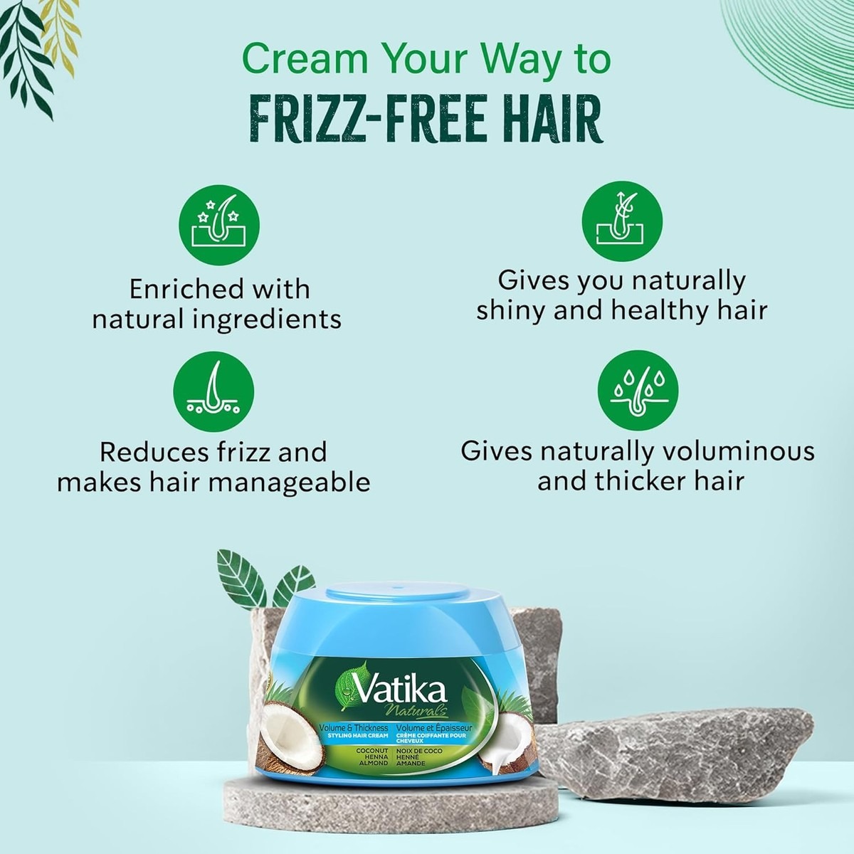 Picture of Vatika Naturals Coconut Henna And Almond Styling Hair Cream 140 ml