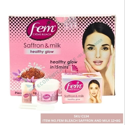 Picture of Fem Creme Bleach Saffron & Milk Healthy Glow Cream 24 gm - Multicolor