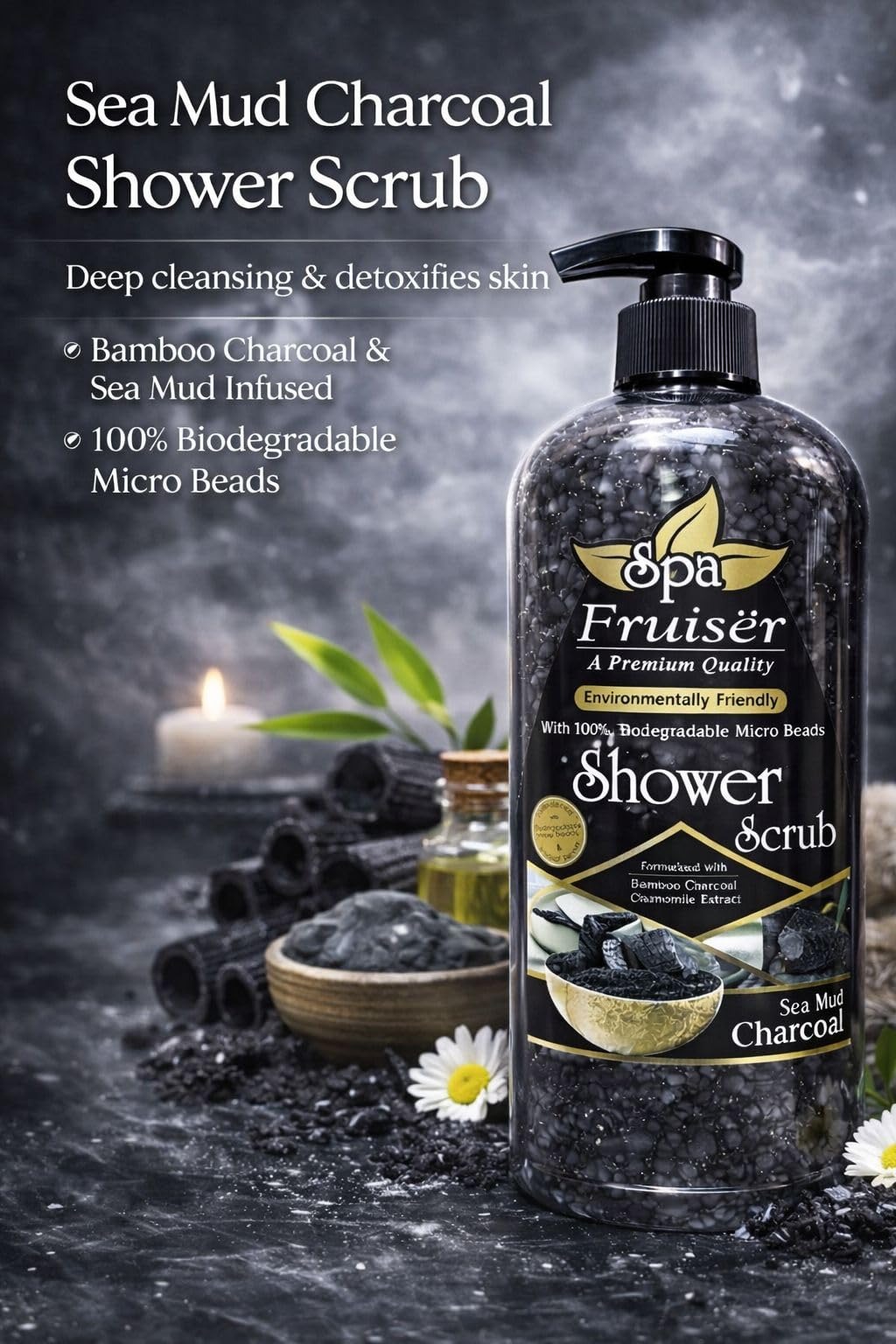 Picture of Fruiser Spa Shower Scrub Charcoal Sea Mud 730ml - Others