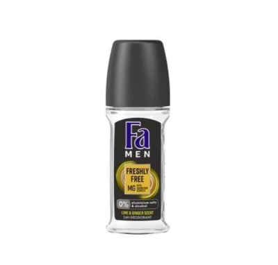 Picture of Fa Men Freshly Free Deodorant Roll-On 50ml with Lime & Ginger Scent.