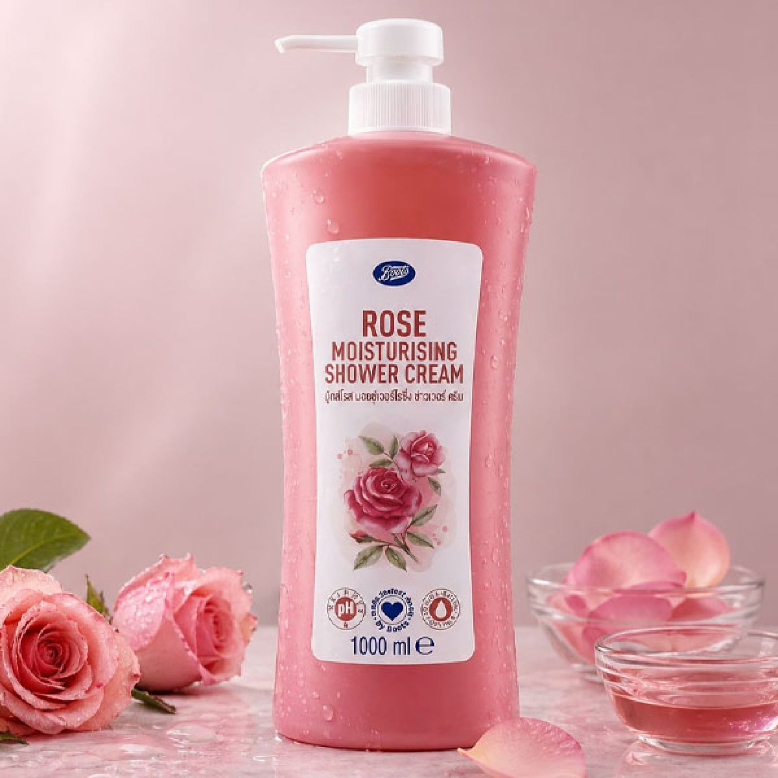 Picture of Boots Rose Moisturising Shower Cream 1000 ml