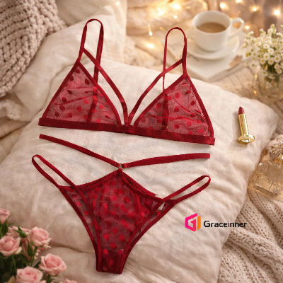 Picture of Women's Dot-Point Bra Panty Set - unique Hot lingerie Set For Girls