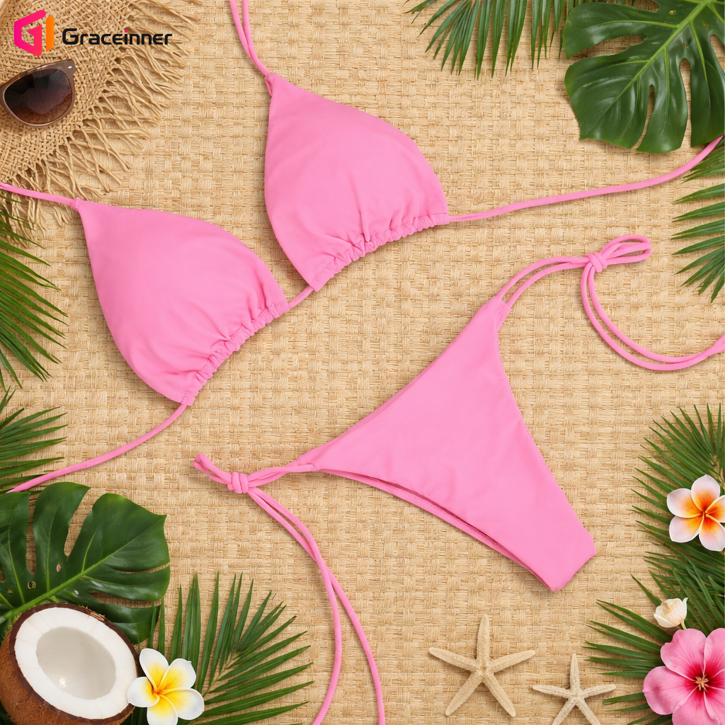 Picture of Hot Bikini Swimsuit – European American Three-Point Lace-Up with Removable Chest Pad, Multicolor Swimwear for Women