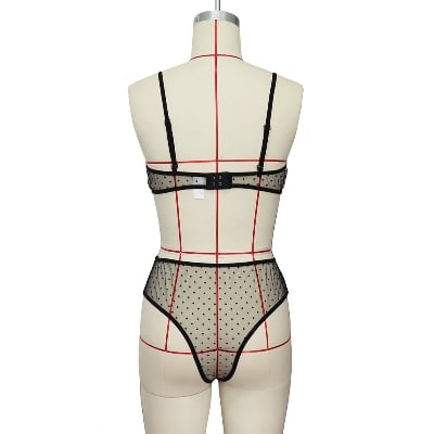 Picture of Premium Net Fabric Dot Point Bra Panty Set - Hot Women's Lingerie- (Black)
