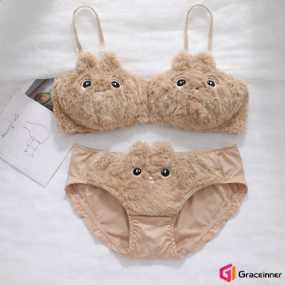 Picture of Cozy Bunny Cotton Bra & Panty Set – Non‑Steel Ring, Non‑Padded, Warm Lingerie for Women