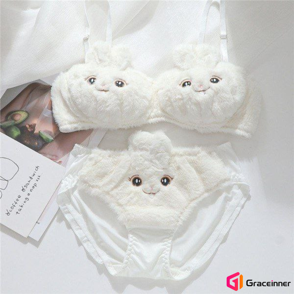 Picture of Cozy Bunny Cotton Bra & Panty Set – Non‑Steel Ring, Non‑Padded, Warm Lingerie for Women