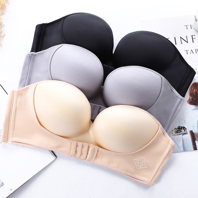 Picture of Strapless Push Up Bra Front Closure Invisible Seamless Bralette for Women Small Chest ABC Cup – Lightweight Comfort Lingerie