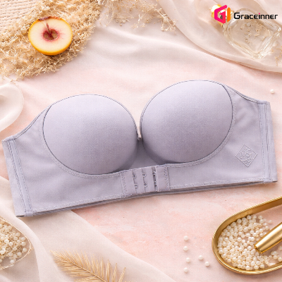 Picture of Strapless Push Up Bra Front Closure Invisible Seamless Bralette for Women Small Chest ABC Cup – Lightweight Comfort Lingerie