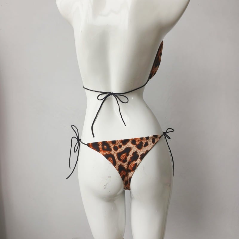 Picture of Hot Bikini Swimsuit – European American Three-Point Lace-Up with Removable Chest Pad, Multicolor Swimwear for Women-Int:S(Leopard print)