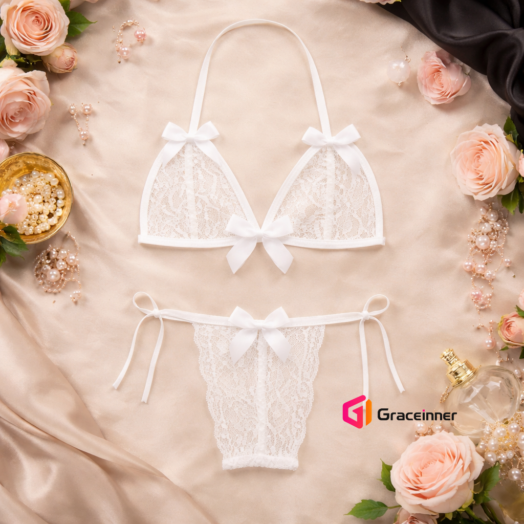 Picture of Luxury Lace-Up Bra Panty Set - Stylish Lingerie Collection  for Women's-Int: One size