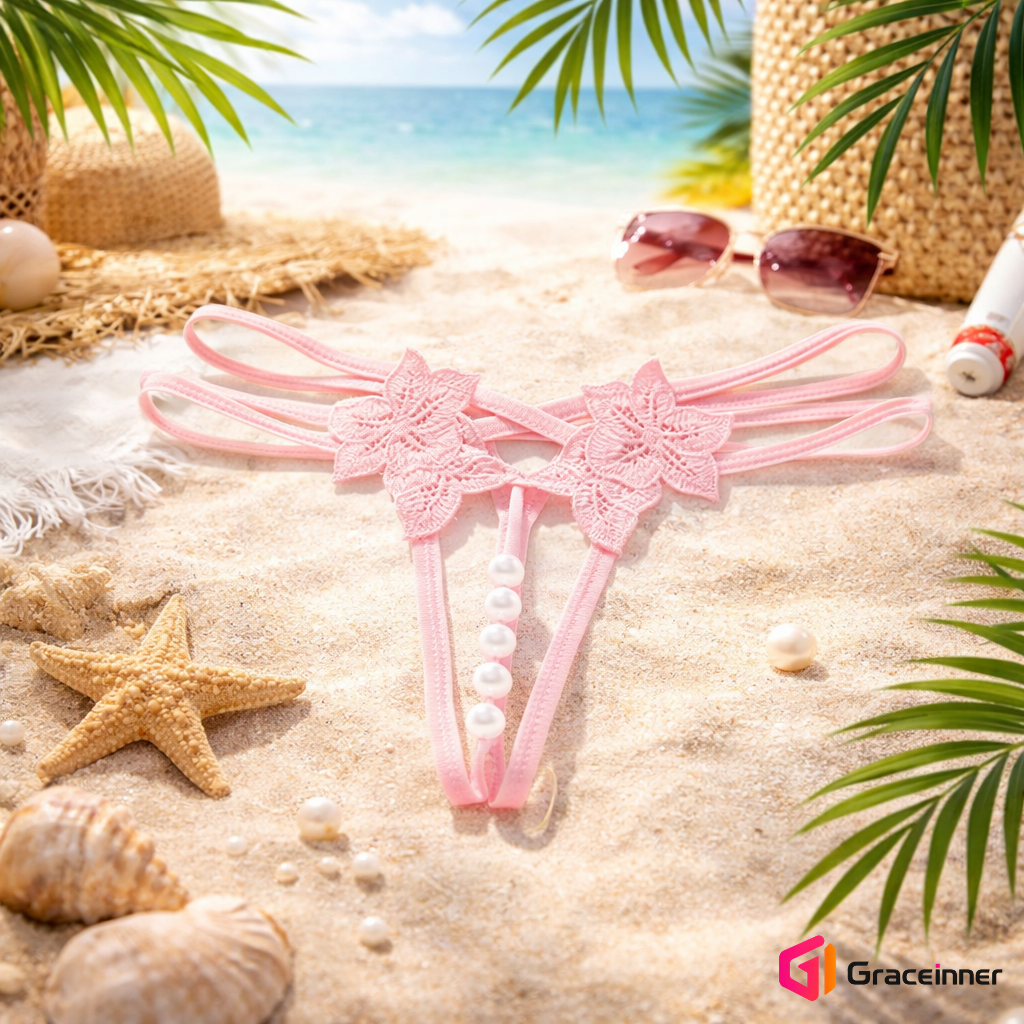 Picture of Women's Flower Pattern Pearl Detail Comfortable Low Rise Panty-Int: One size