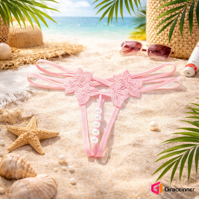 Picture of Women's Flower Pattern Pearl Detail Comfortable Low Rise Panty-Int: One size