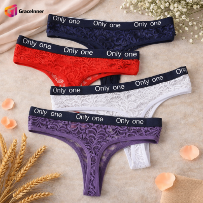 Picture of Women's Fashion Lace Thongs, Low-Waist Hollow Hot Thongs Panties, ladies' Seamless Underwear