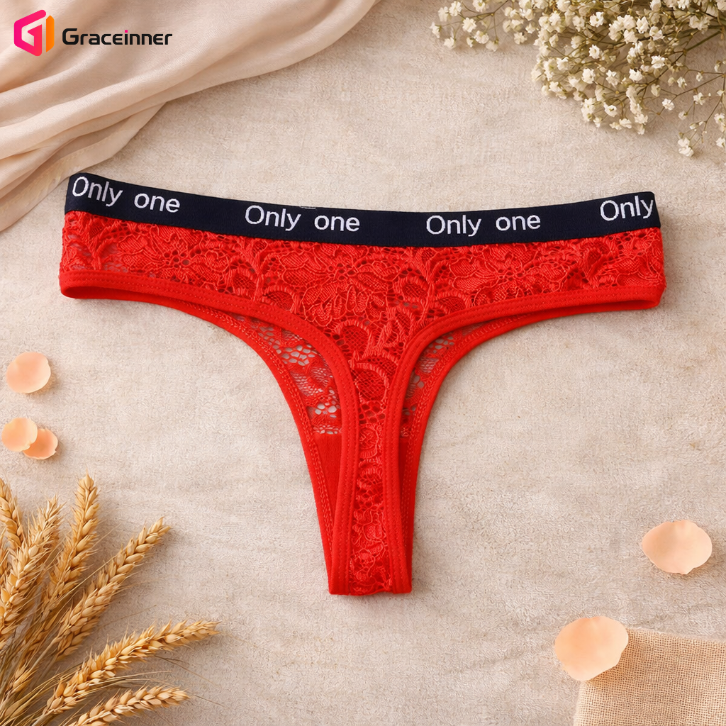 Picture of Women's Fashion Lace Thongs, Low-Waist Hollow Hot Thongs Panties, ladies' Seamless Underwear