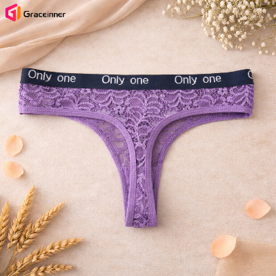 Picture of Women's Fashion Lace Thongs, Low-Waist Hollow Hot Thongs Panties, ladies' Seamless Underwear