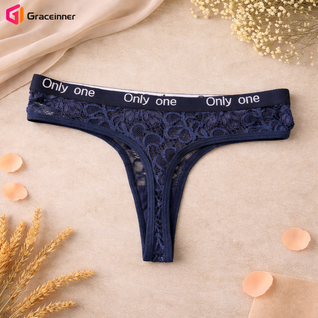 Picture of Women's Fashion Lace Thongs, Low-Waist Hollow Hot Thongs Panties, ladies' Seamless Underwear