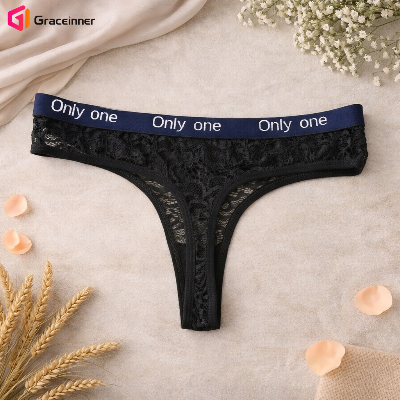 Picture of Women's Fashion Lace Thongs, Low-Waist Hollow Hot Thongs Panties, ladies' Seamless Underwear