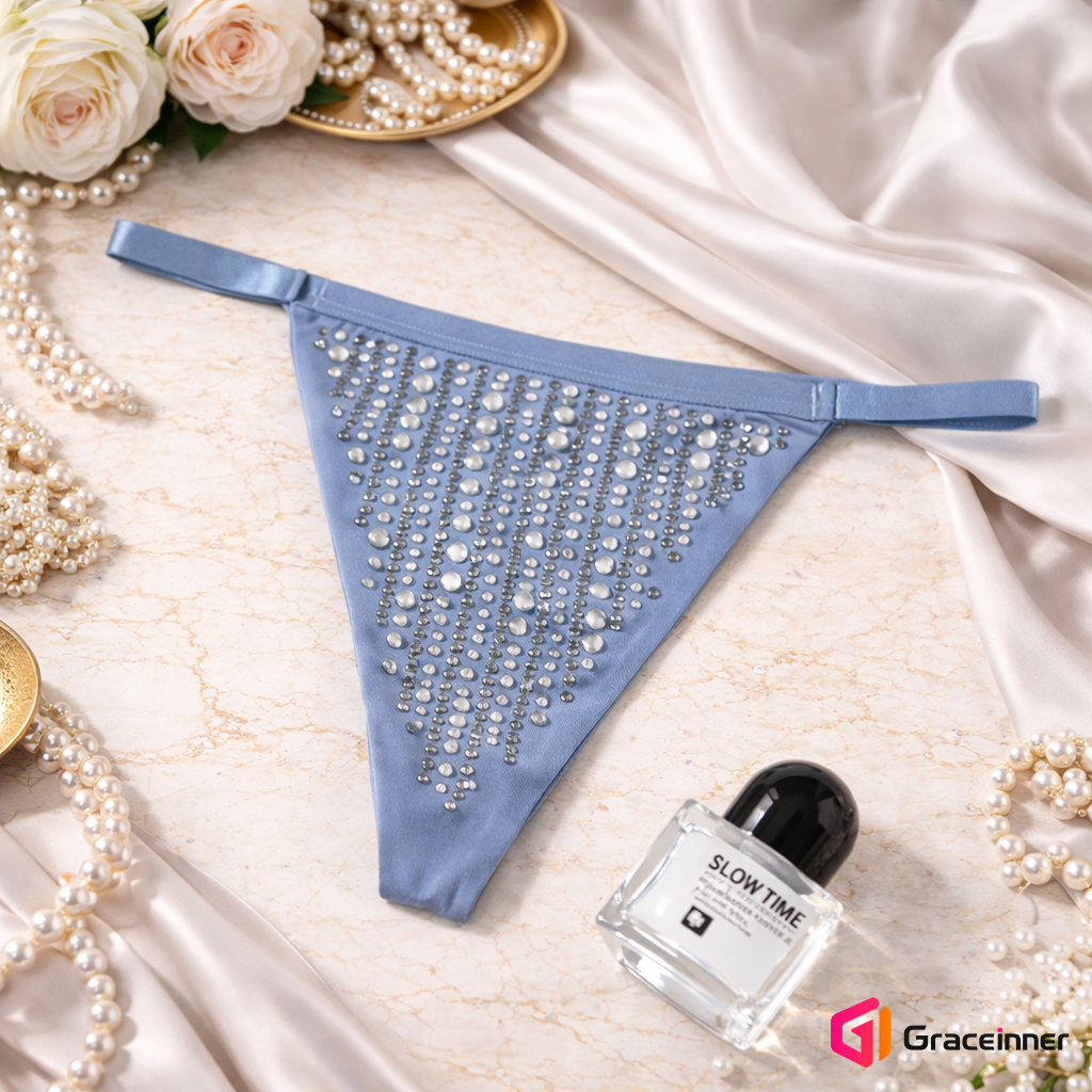 Picture of Best Women's Seamless Rhinestone Thongs | Diamond Waistband Low-Rise Panties