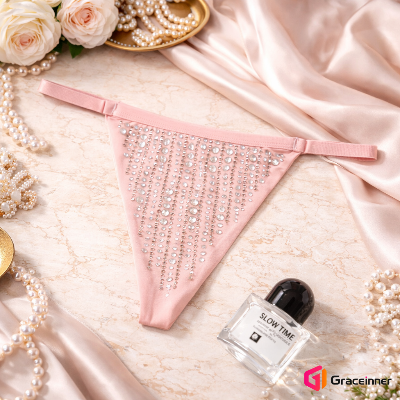 Picture of Best Women's Seamless Rhinestone Thongs | Diamond Waistband Low-Rise Panties