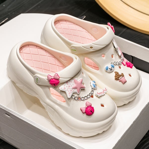 Picture of Women's Cute Cloud Clogs Soft EVA Beach Sandals Breathable Garden Shoes with Charms (No Box)