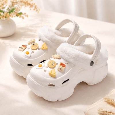 Picture of 2025 New Winter Fleece-Lined Clogs for Women Warm Thick Sole Platform Slip-On Shoes (No Box)