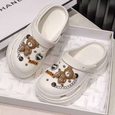 Picture of Women Teddy & Chain Bear Shoes- Charms For Women Clogs- Decorations Clogs Sneakers Slippers Girl (No Box)