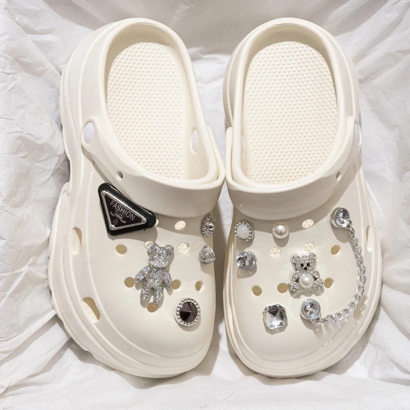 Picture of Women Teddy & Chain Bear Shoes- Charms For Women Clogs- Decorations Clogs Sneakers Slippers Girl (No Box)