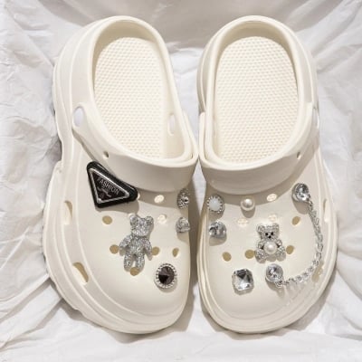 Picture of Women Teddy & Chain Bear Shoes- Charms For Women Clogs- Decorations Clogs Sneakers Slippers Girl (No Box)