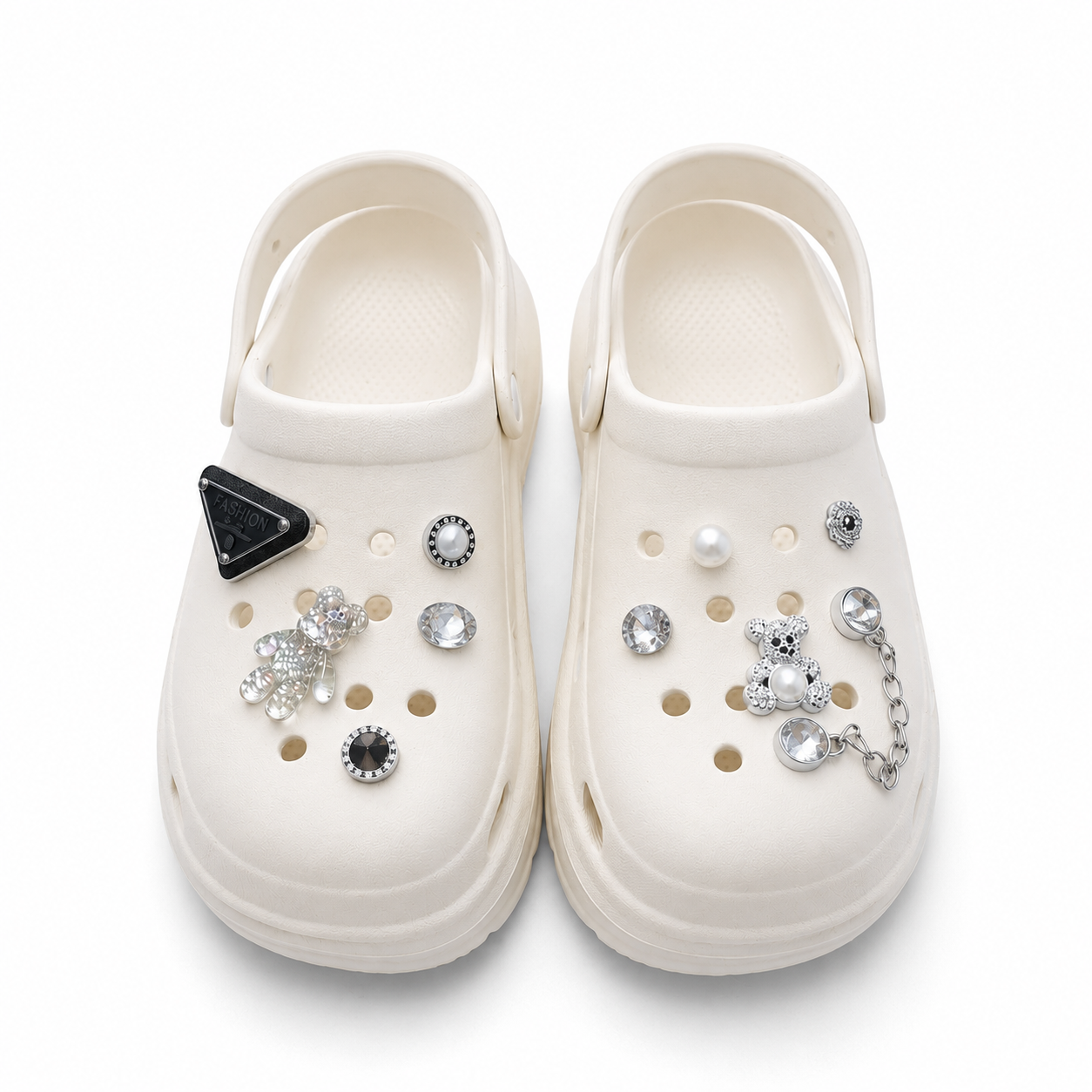 Picture of Women Teddy & Chain Bear Shoes- Charms For Women Clogs- Decorations Clogs Sneakers Slippers Girl (No Box)