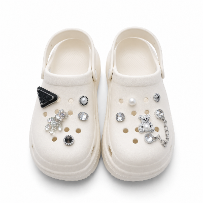 Picture of Women Teddy & Chain Bear Shoes- Charms For Women Clogs- Decorations Clogs Sneakers Slippers Girl (No Box)